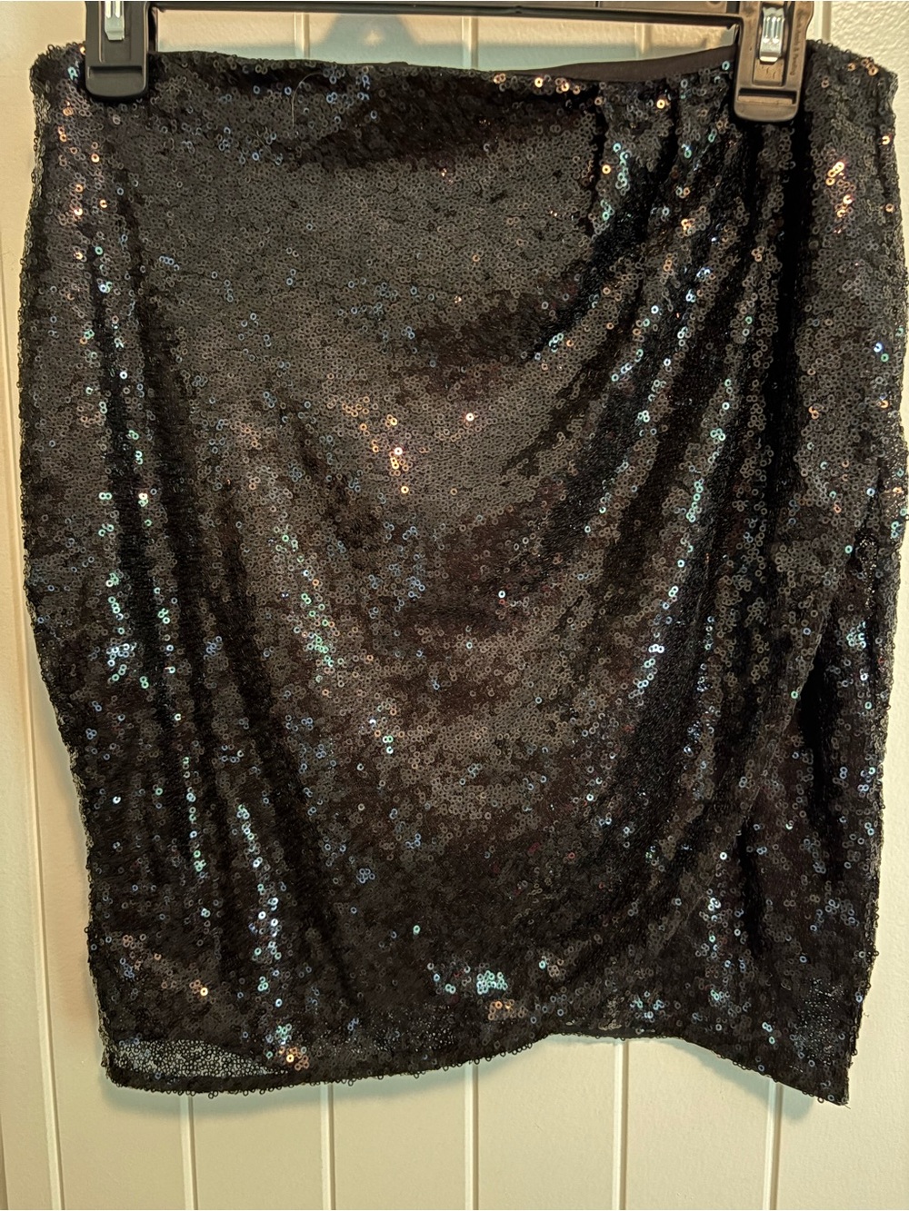 Altar'd State Black Sequin Tulip Wrap Ruched Mini Skirt M